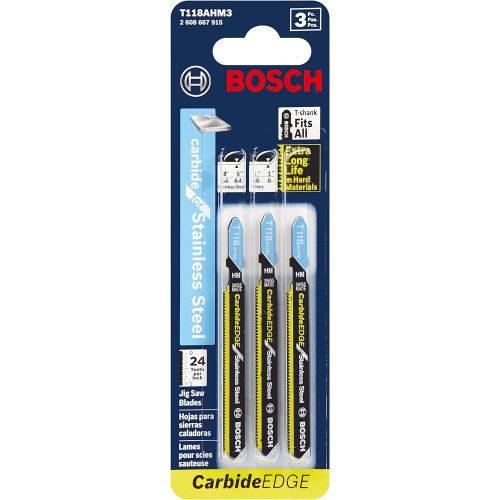  BOSCH T118AHM3 3-Inch, 24TPI, TC BOSCH Shank Jigsaw Blade, 3 Pack