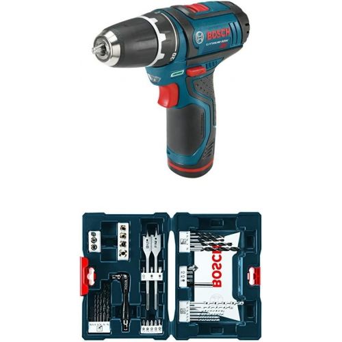  Bosch PS31-2A 12-Volt Max Lithium-Ion 3/8-Inch 2-Speed Drill/Driver Kit with 2 Batteries, Charger and Case w/ 41 pc drill and drive bit set