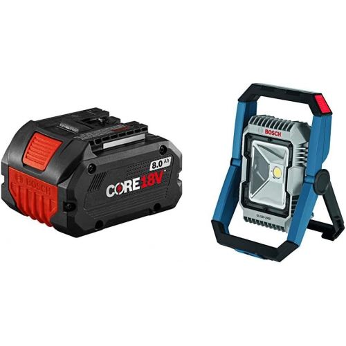  Bosch GBA18V80 CORE18V 8.0 Ah Performance Battery & GLI18V-1900N 18V LED Floodlight (Bare Tool), Blue,6 Ah