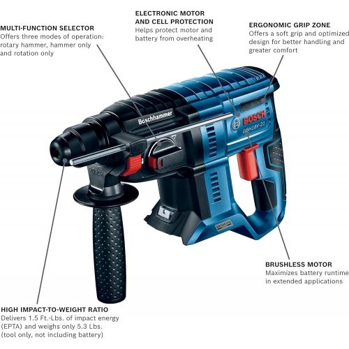  BOSCH GBH18V-21N 18V Brushless SDS-plus 3/4 In. Rotary Hammer (Bare Tool)