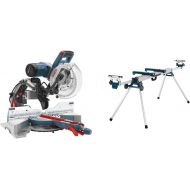 Bosch CM10GD Compact Miter Saw - 15 Amp Corded 10 Inch Dual-Bevel Sliding Glide Miter Saw with 60-Tooth Carbide Saw Blade & GTA3800 Folding Leg Miter Saw Stand,Blue