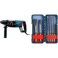 Bosch GBH2-28L 1-1/8 SDS-plus Bulldog Xtreme Max Rotary Hammer and 6 Piece SDS-plus Masonry Trade Bit Set, Chisels and Carbide, HCST006