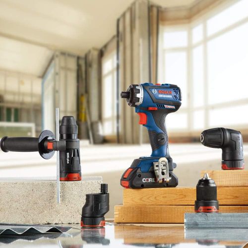  Bosch GSR18V-535FCB15 18V EC Brushless Connected-Ready Flexiclick 5-In-1 Drill/Driver System and (1) GFA18-H SDS-plus Rotary Hammer Attachment with Side Handle