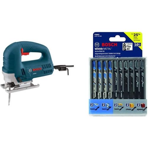  BOSCH JS260 120-Volt Top-Handle Jigsaw with Bosch 10-Piece Assorted T-Shank Jig Saw Blade Set T5002