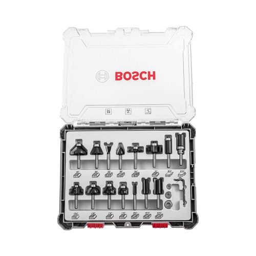  Bosch Professional 2607017473 15-Piece Set Router Bit Set for Wood for Router with 1/4 Inch Shank