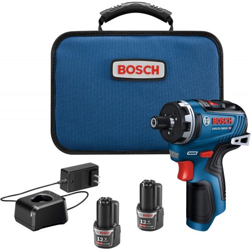  BOSCH GSR12V-300HXB22 12V Max Brushless 1/4 In. Hex Two-Speed Screwdriver Kit with (2) 2.0 Ah Batteries