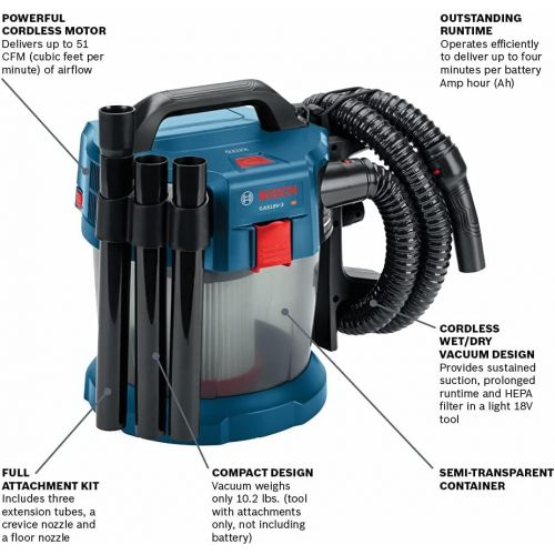  [아마존베스트]Bosch GAS18V-3N 18V 1.6 gallon Vacuum Bare Tool