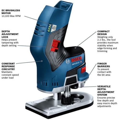  [아마존베스트]Bosch 12V Max EC Brushless Palm Edge Router (Bare Tool) GKF12V-25N