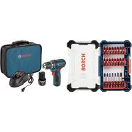 Bosch PS31-2A 12V Max 3/8 Drill/Driver and 24 Piece Impact Tough Screwdriving Custom Case System Set SDMS24