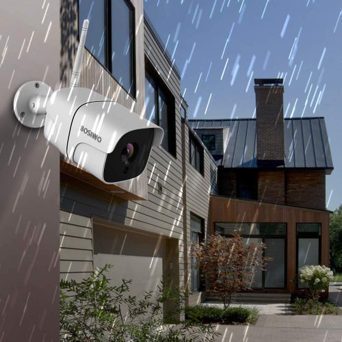  BOSIWO WiFi Camera Outdoor, Alexa Echo Show Camera，1080P HD Night Vision Bullet Cameras, Waterproof Security Camera,Motion Detection AlarmRecording IP Cameras for Indoor Outdoor,Support