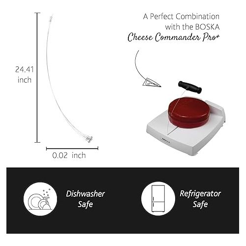  Cheese Commander Pro Cutting Wires - 6 Set Cheese Slicer Cutter Wires for Easy Fast Cutting Hard or Semi Hard Block Cheese - Stainless Steel Kitchen Cooking Tool - Durable Wires Adjustable Thickness