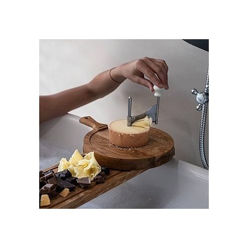  Oak Friends Cheese Curler -Girolle Stainless Steel - Best for Cheese Wheel or Chocolate - Multifunctional Rust-Proof Shredder - Manual Handheld Cheese Slicer