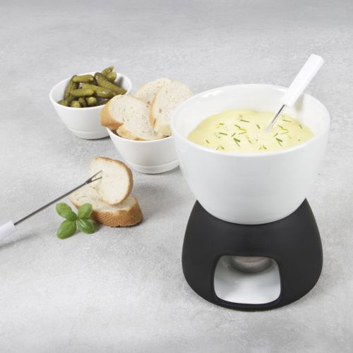  BOSKA Tapasfondue-Set Gouda 5-teilig, Edelstahl, Weiss/schwarz, 13 x 13 x 15 cm, 5-Einheiten