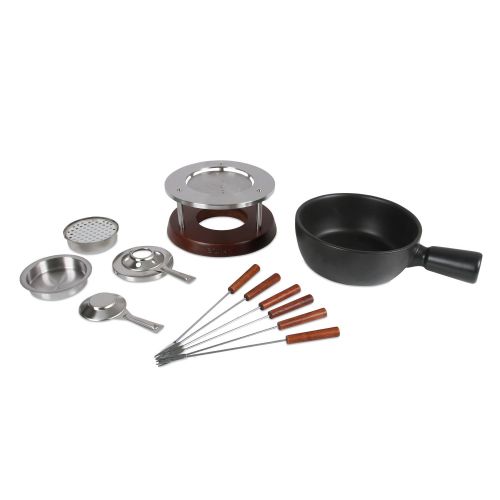  BOSKA Kase Fondue-Set Nero, Keramik, braun/Silber/schwarz, 30 x 22 x 19 cm