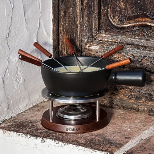  BOSKA Kase Fondue-Set Nero, Keramik, braun/Silber/schwarz, 30 x 22 x 19 cm