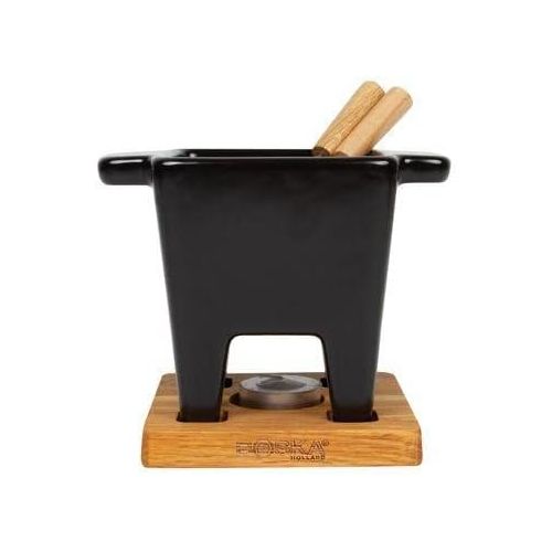  Boska Holland Tealight Fondue Set, For Cheese or Chocolate, Tapas, 200 mL Black, Pro Collection