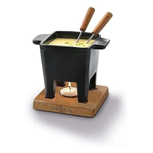  Boska Holland Tealight Fondue Set, For Cheese or Chocolate, Tapas, 200 mL Black, Pro Collection