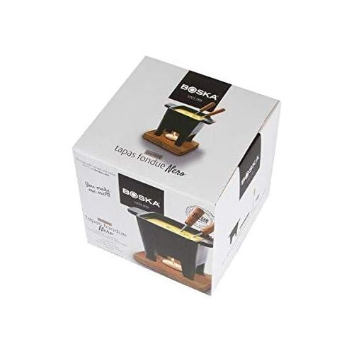  Boska Holland Tealight Fondue Set, For Cheese or Chocolate, Tapas, 200 mL Black, Pro Collection
