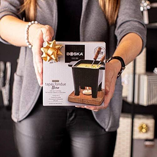  Boska Holland Tealight Fondue Set, For Cheese or Chocolate, Tapas, 200 mL Black, Pro Collection