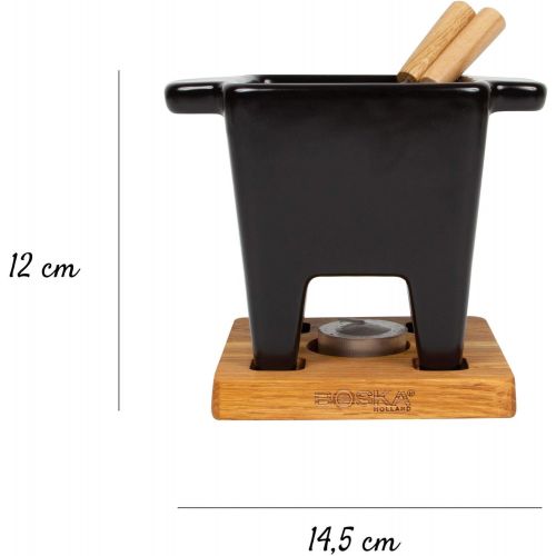  Boska Holland Tealight Fondue Set, For Cheese or Chocolate, Tapas, 200 mL Black, Pro Collection