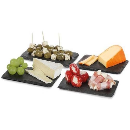  [아마존베스트]Boska Holland Slate Dessert Cheese Boards, Set of 4, Hand Cut Edge, 6.5 Inches x 4 Inches, Also For Appetizers, Pro Collection