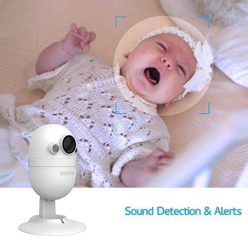  BOSMA Baby Monitor, Smart WiFi Baby Camera 1080P HD with 2-Way Audio, Night Vision, Sound Alerts, Motion Detection, Cloud Service Available for ElderPet, Compatible with iOSAndro