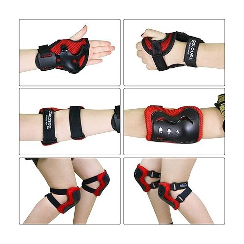  BOSONER Kids/Youth Knee Pad Elbow Pads Guards Protective Gear Set for Roller Skates Cycling BMX Bike Skateboard Inline Skatings Scooter Riding Sports