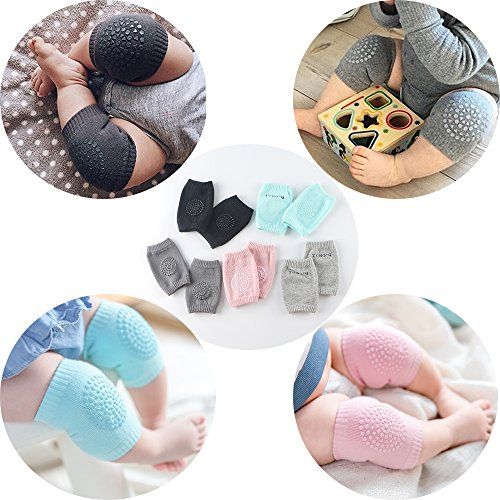  [아마존베스트]BOSONER Baby Crawling Anti-Slip Knee and Anti Slip Baby Boys Girls Socks Best Infant Gift, Unisex Baby Toddlers Kneepads 3 Pairs, Soft Cotton Assorted Boys Girls Grip Walkers Socks 3 Pairs