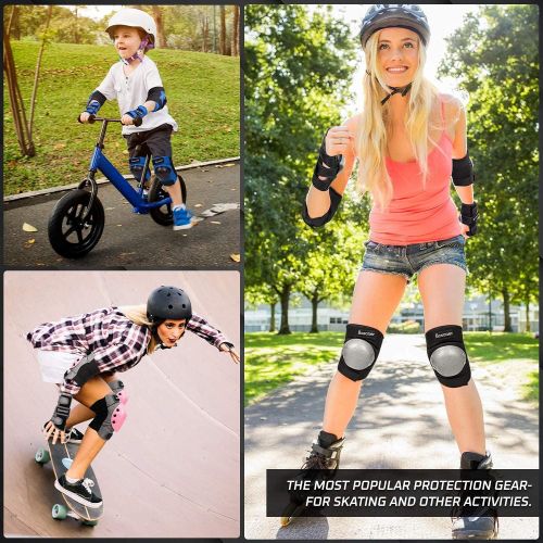  BOSONER Adult/Child Knee Pads Elbow Pads Guards Protective Gear Set for Cycling Bike Skateboarding Inline Roller Skating Bicycle Scooter, Wrist Guards Youth Kids Adults for Multi-Sports Ou
