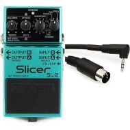 Boss SL-2 Slicer Audio Pattern Processor Pedal & BMIDI-5-35 Type A 3.5mm TRS to Male 5-pin DIN MIDI Cable - 5 Foot