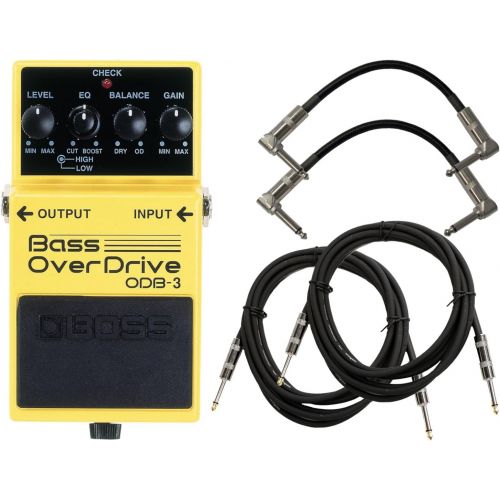  BOSS ODB-3 Bass Overdrive Pedal Bundle w/4 Cables