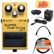 BOSS Boss SD-1 Super Overdrive Bundle with Power Supply, Instrument Cable, Patch Cable, Picks, and Austin Bazaar Polishing Cloth