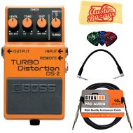 BOSS Boss DS-2 Turbo Distortion Bundle with Instrument Cable, Patch Cable, Picks, and Austin Bazaar Polishing Cloth