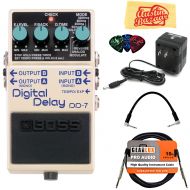BOSS Boss DD-7 Digital Delay Bundle with Power Supply, Instrument Cable, Patch Cable, Picks, and Austin Bazaar Polishing Cloth