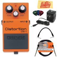 BOSS Boss DS-1 Distortion Bundle with Power Supply, Instrument Cable, Patch Cable, Picks, and Austin Bazaar Polishing Cloth