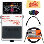 BOSS Boss TU-3 Chromatic Tuner Bundle with Instrument Cable, Patch Cable, Picks, and Austin Bazaar Polishing Cloth