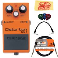 BOSS Boss DS-1 Distortion Bundle with Instrument Cable, Patch Cable, Picks, and Austin Bazaar Polishing Cloth