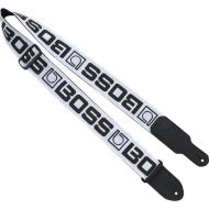 BOSS BSM-20-WB Monogram Instrument Strap (White Strap, Black Logo)