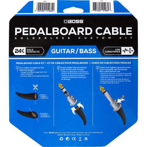  BOSS BCK-12 Solderless Pedalboard Cable Kit (12 Connectors, 12' Cable)