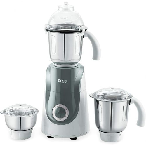  BOSS Crown Mixer Grinder, Jar Capacity: Wet Jar-1400 Dry Jar-1150 Chutney Jar-450 ML, White & Grey