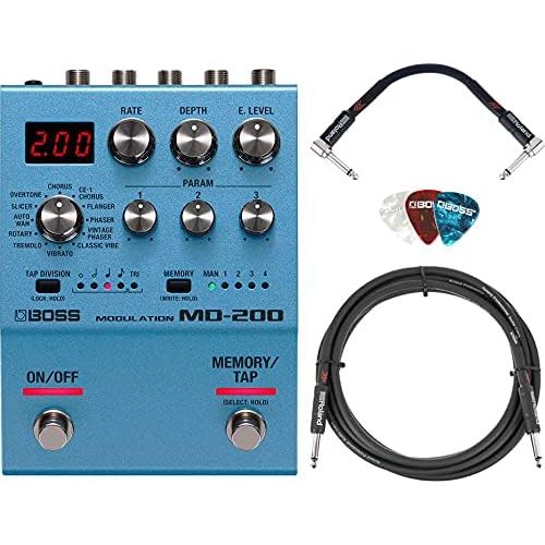  Boss ME-80 Guitar Multiple Effects Bundle with Power Supply, Instrument Cable, Patch Cable, 24 Picks, and Austin Bazaar Polishing Cloth