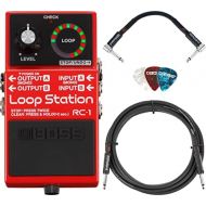 BOSS RC-3 Loop Station Bundle with Power Supply, Instrument Cable, Patch Cable, Picks, and Austin Bazaar Polishing Cloth