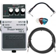 Boss NS-2 Noise Suppressor Bundle with Instrument Cable, Patch Cable, Picks, and Austin Bazaar Polishing Cloth