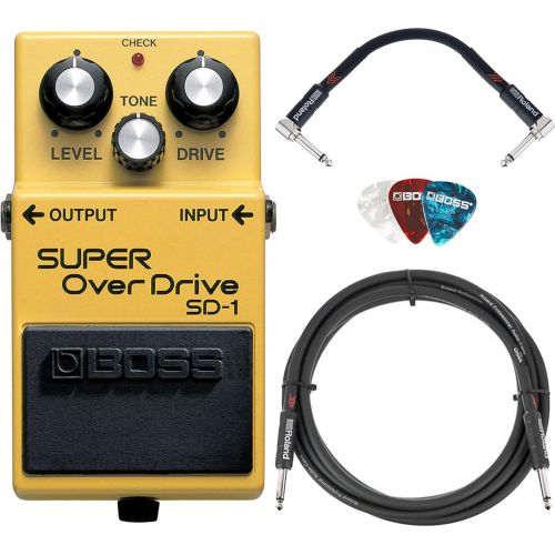  Boss DS-1 Distortion Bundle with Instrument Cable, Patch Cable, Picks, and Austin Bazaar Polishing Cloth