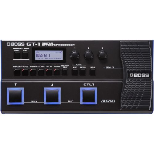  BOSS GT-1 Guitar Effects Processor Bundle with Roland Instrument Cable, Patch Cable, and Picks