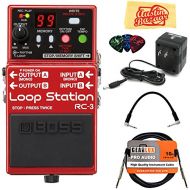 BOSS Boss RC-3 Loop Station Bundle with Power Supply, Instrument Cable, Patch Cable, Picks, and Austin Bazaar Polishing Cloth