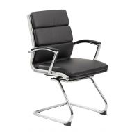 BOSS Boss Office Products B9479-BK Executive Mid Back CaressoftPlus Chair with Metal Chrome Finish in Black