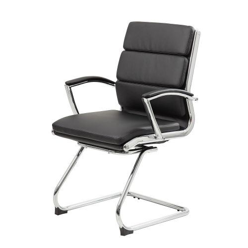  BOSS Boss Office Products B9479-BK Executive Mid Back CaressoftPlus Chair with Metal Chrome Finish in Black