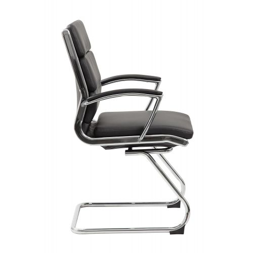  BOSS Boss Office Products B9479-BK Executive Mid Back CaressoftPlus Chair with Metal Chrome Finish in Black