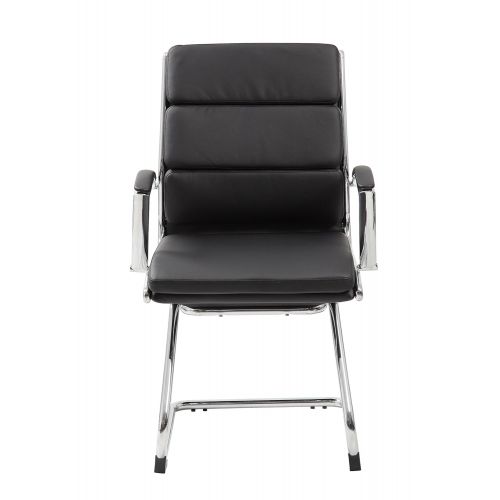  BOSS Boss Office Products B9479-BK Executive Mid Back CaressoftPlus Chair with Metal Chrome Finish in Black